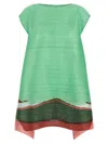 Issey Miyake Cap Sleeves Textured Fabric Dress