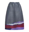 Issey Miyake Grainy Colors Midi Skirt In Blue