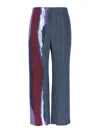 Issey Miyake Elastic Waistband Wide Leg Trousers In Multi