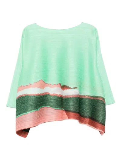 Issey Miyake Grainy Colors Top In Green