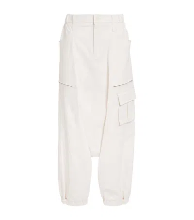 Issey Miyake Grainy Pants Cargo Trousers In White
