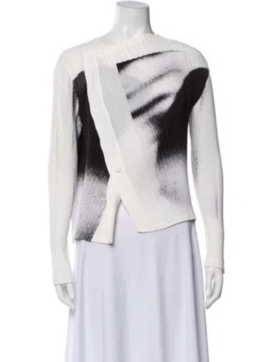 Pre-owned Issey Miyake Graphic Print Crew Neck Top In Gray