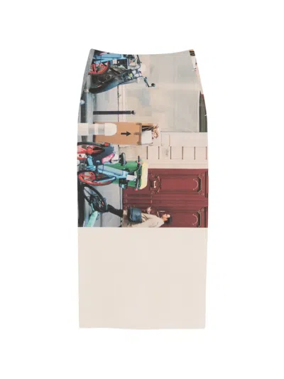 Issey Miyake Graphic-print Midi Skirt In Brown