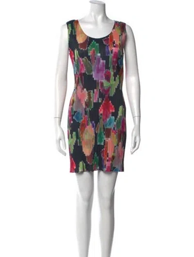Pre-owned Issey Miyake Graphic Print Mini Dress In Brown