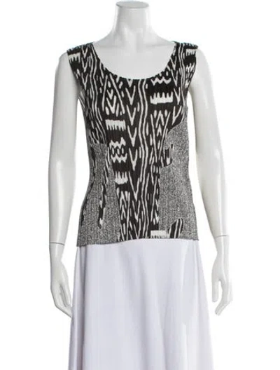 Pre-owned Issey Miyake Graphic Print Scoop Neck Top In White