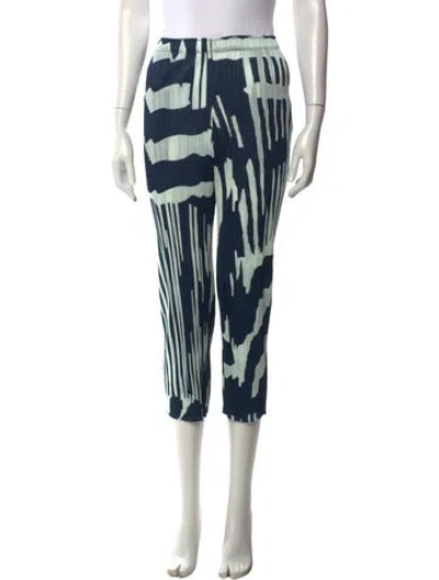 Pre-owned Issey Miyake Graphic Print Wide Leg Pants In Blue