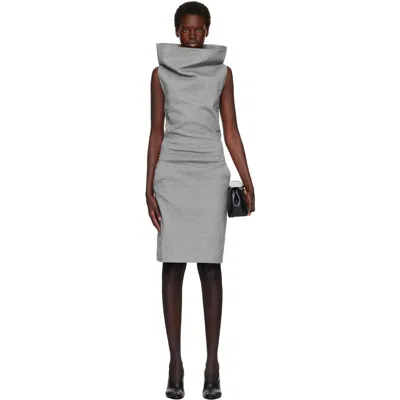 Issey Miyake Gray Allow Midi Dress In Silver