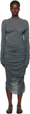 Issey Miyake Gray Ambiguous Wool Midi Dress In 18 Dew Gray