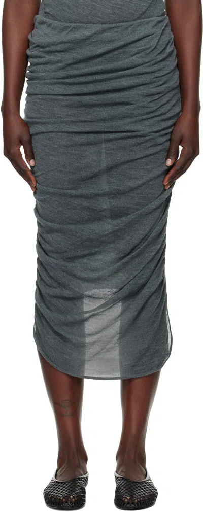 Issey Miyake Gray Ambiguous Wool Midi Skirt In 18 Dew Gray