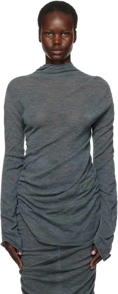 Issey Miyake Gray Ambiguous Wool Sweater In Green