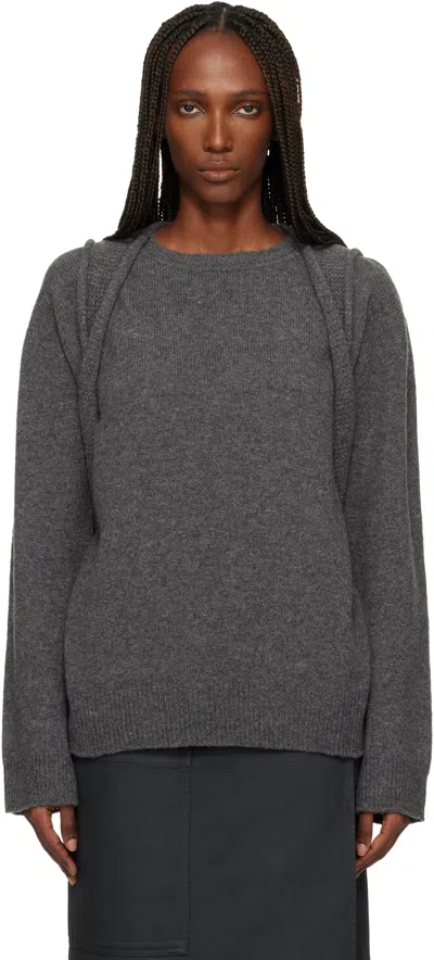 Issey Miyake Backpack Knit Long-sleeve Sweater In Gray