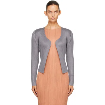 Issey Miyake Gray Basics Cardigan In 12-gray