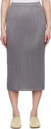 Issey Miyake Gray Basics Midi Skirt In 12 Gray