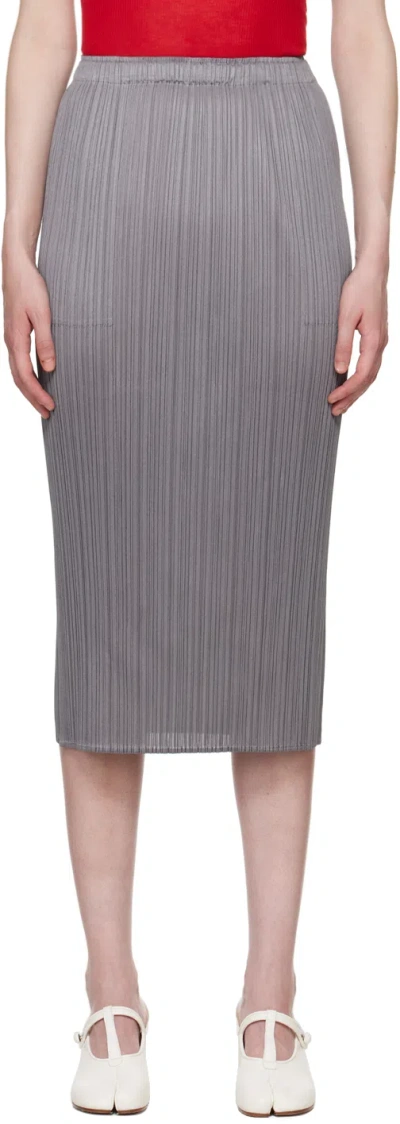 Issey Miyake Gray Basics Midi Skirt In 12 Gray