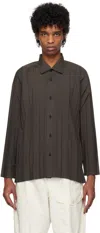 Issey Miyake Men's Edge Pleated Sport Shirt In 14-charcoal