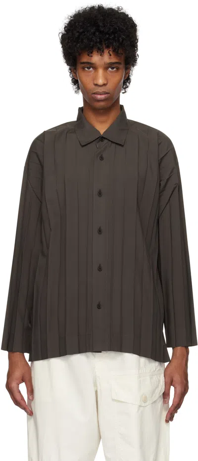 Issey Miyake Men's Edge Pleated Sport Shirt In Charcoal