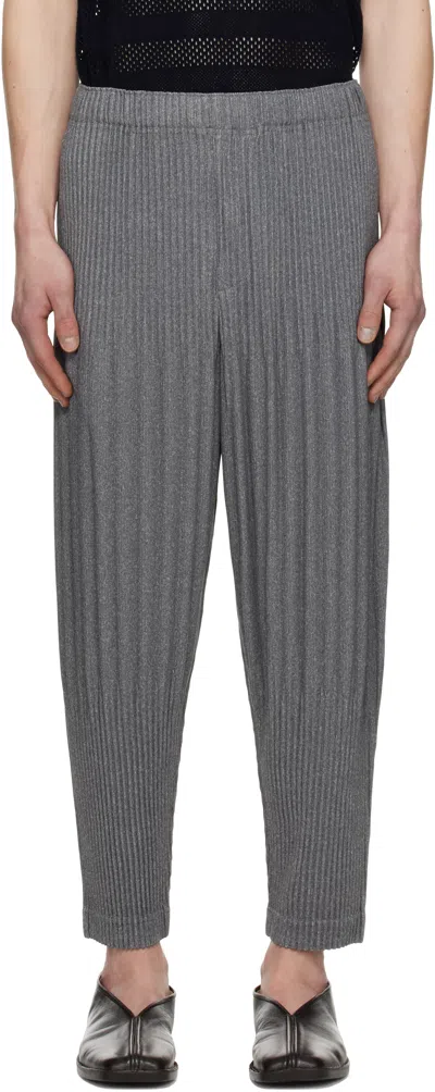 Issey Miyake Gray Heather Pleats Trousers In 12-gray