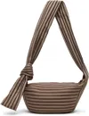 Issey Miyake June Linear Knit 56 Shoulder Bag In Brown