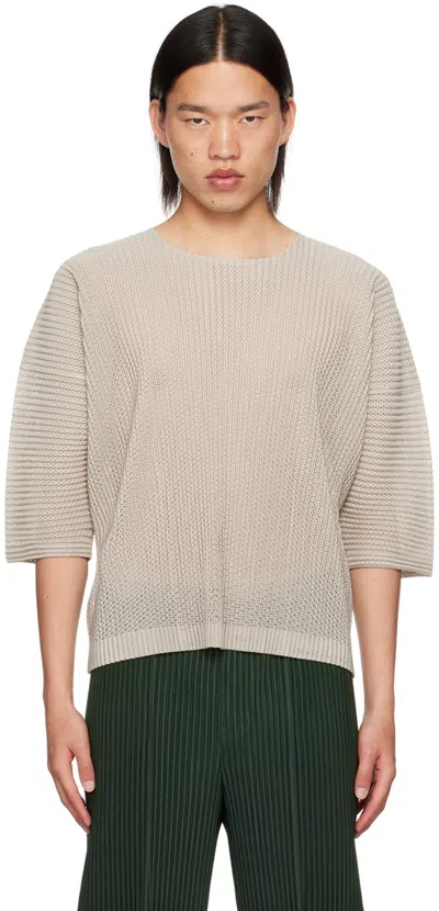 Issey Miyake Gray Light Mesh T-shirt In 12-gray