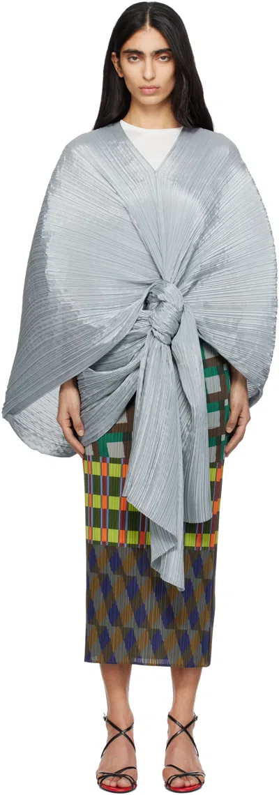 Issey Miyake Gray Madame-t Scarf In Silver
