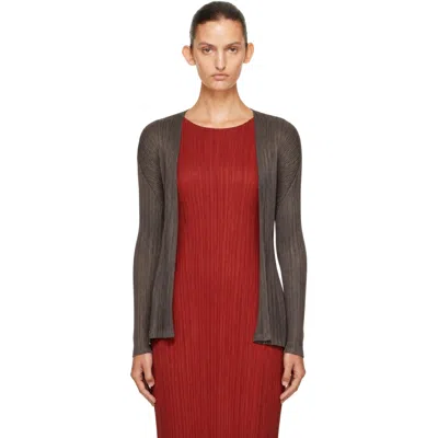 Issey Miyake Gray Mellow Pleats Cardigan In 17-charcoal
