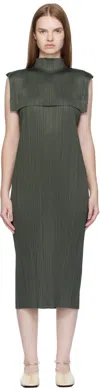 Issey Miyake Womens Monthly June Mock-neck Knitted Midi Dress Moss Green In Green