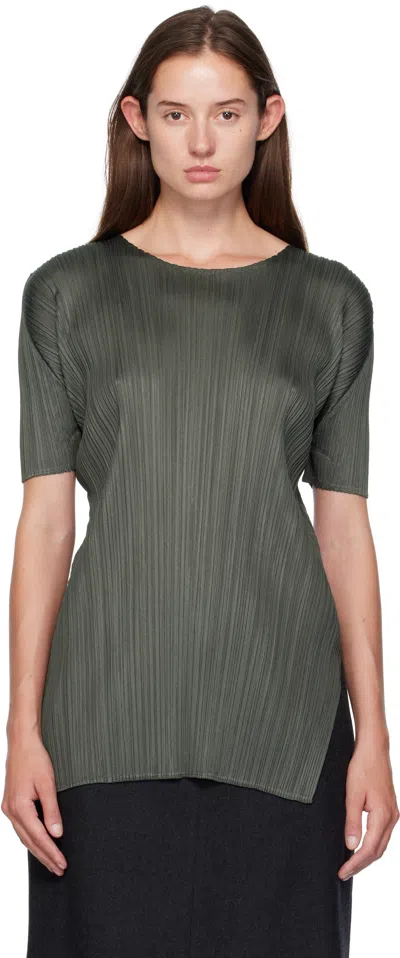 Issey Miyake Gray Monthly Colors June T-shirt In Green
