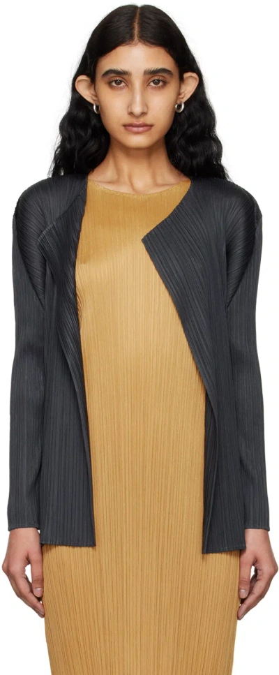 Issey Miyake Gray Monthly Colors March Cardigan In 17 Charcoal
