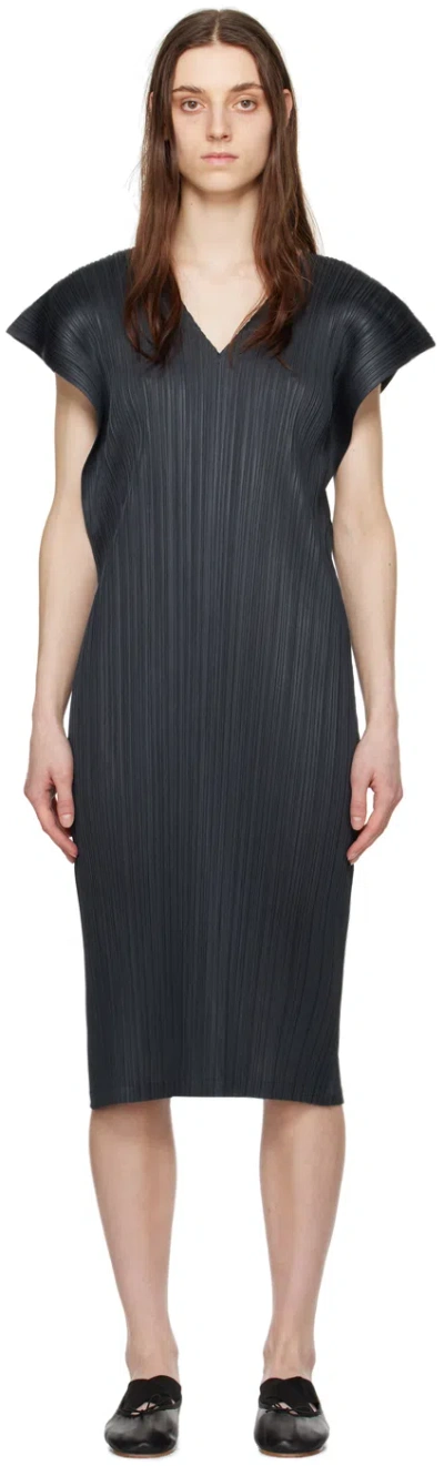 Issey Miyake Gray Monthly Colors March Midi Dress In 17 Charcoal