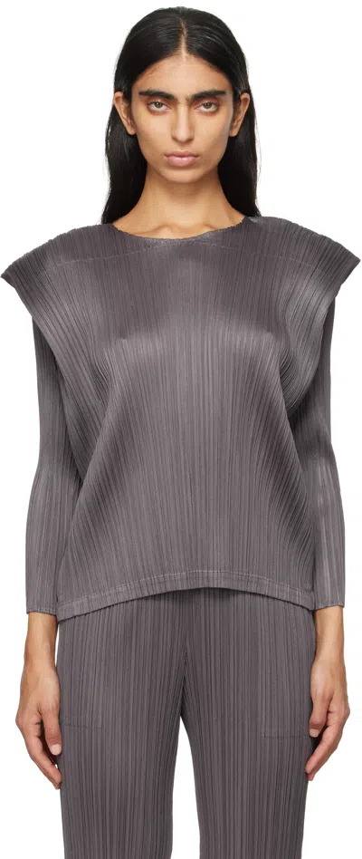 Issey Miyake Gray Monthly Colors September Top In Grey