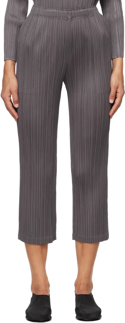 Issey Miyake Gray Monthly Colors September Trousers In 19 Dark Gray