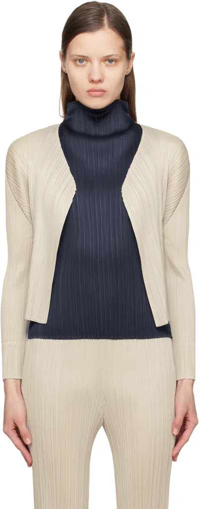 Issey Miyake Gray New Colorful Basics 4 Cardigan In 42 Greige