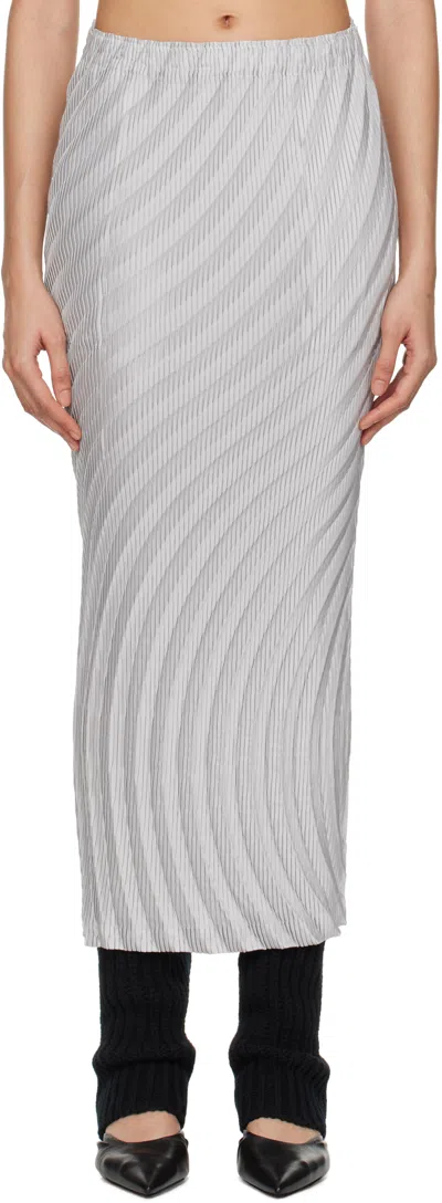 Issey Miyake Gray Nuance Pleats Solid Midi Skirt In 18 Dew Gray