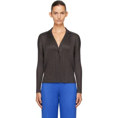 Issey Miyake Gray Pleats Jacket Blazer In 17-charcoal