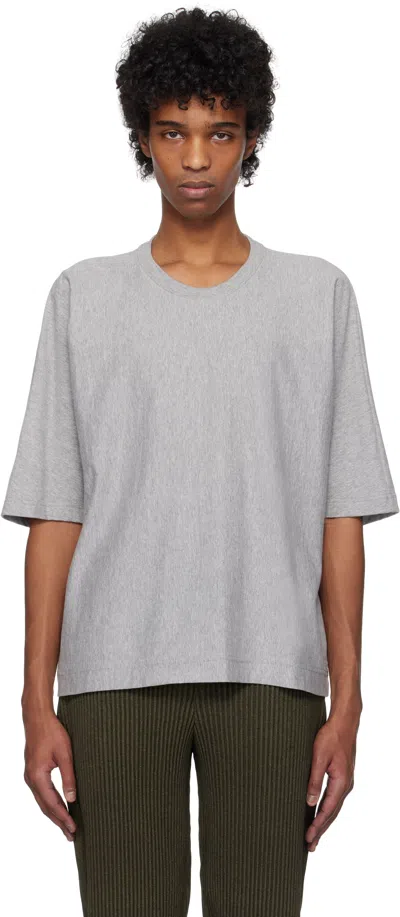 Issey Miyake Gray Release-t Basic T-shirt In 12-gray