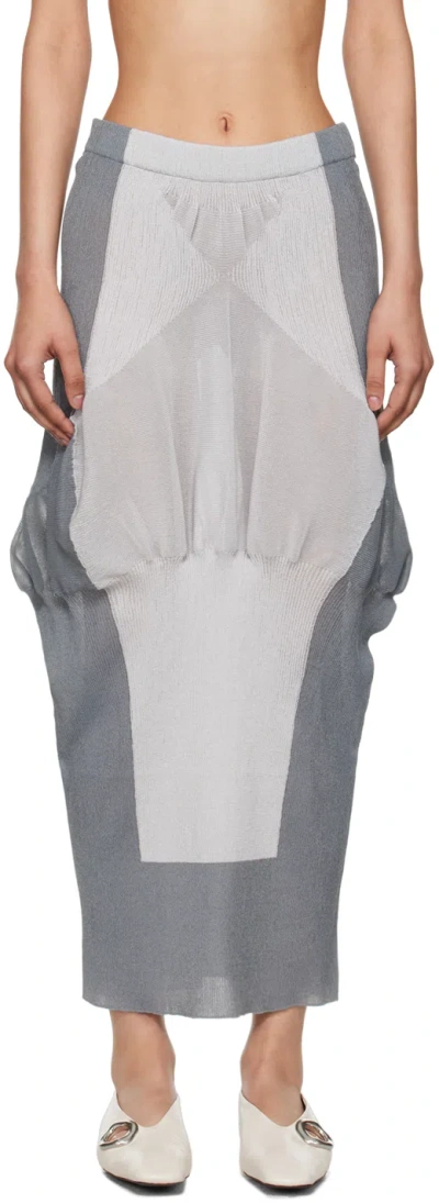 Issey Miyake Gray Shaped Nude Maxi Skirt In 12-gray