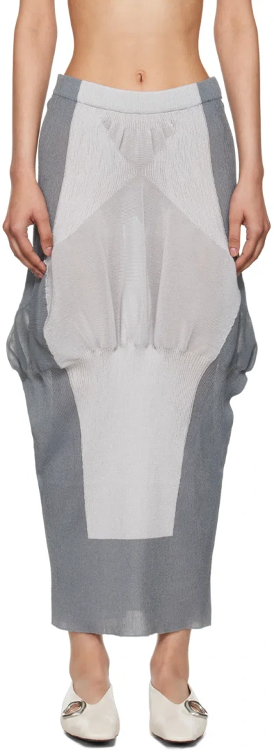 Issey Miyake Grey Shaped Nude Maxi Skirt In 12-gray