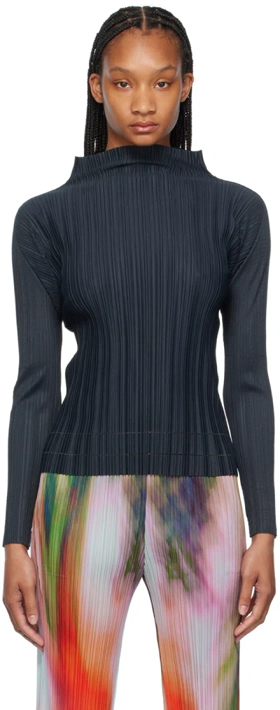 Issey Miyake Gray Soft Pleats Turtleneck In 17 Charcoal