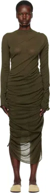 Issey Miyake Green Ambiguous Wool Midi Dress In 68 Misty Green
