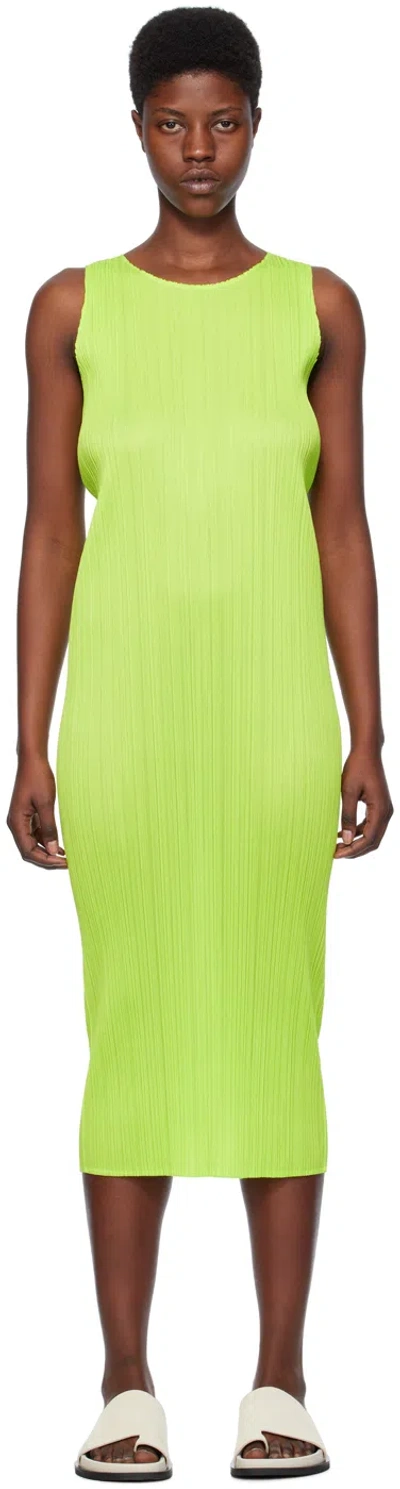 Issey Miyake Green Basics Maxi Dress In 59 Yellow Green