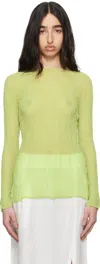 Issey Miyake Green Chiffon Twist 2 Top In 60 Moegi Green