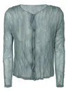 Issey Miyake Green Chiffon Twist Cardigan