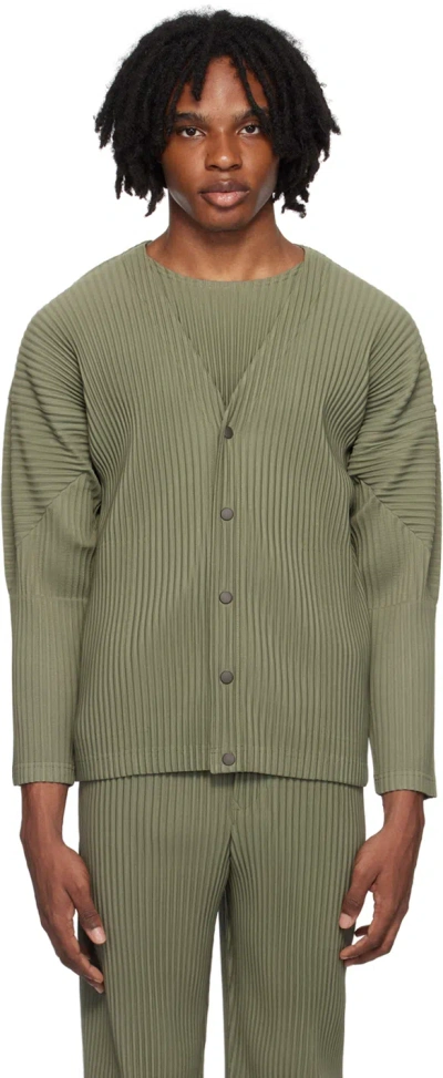 Issey Miyake Green Color Pleats Cardigan In 64-sage Green