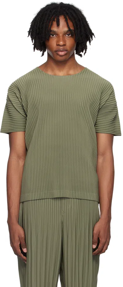 Issey Miyake Short-sleeve Pleated T-shirt In Green