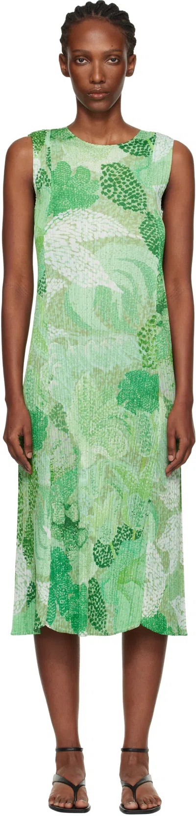 Issey Miyake Green Foggy Forest Maxi Dress