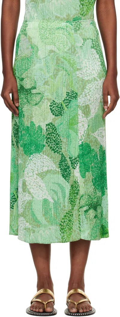 Issey Miyake Green Foggy Forest Midi Skirt