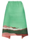 Issey Miyake Skirt With Uneven Hem And Elastic Waistband In Green