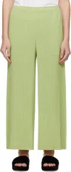 Issey Miyake Green Hatching Bottoms Trousers