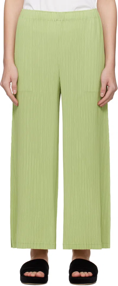 Issey Miyake Green Hatching Bottoms Trousers