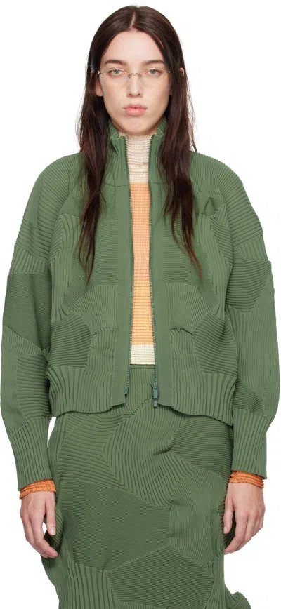 Issey Miyake Kone Kone Cardigan In Green